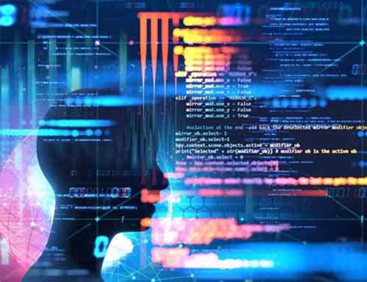 silhouette of virtual human and nebula cosmos 3d illustration , represent scientific concept of brain
creativity and artificial intelligence.